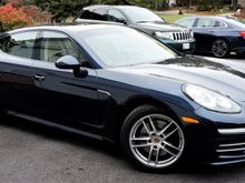 Just after the calipers were done in black. Hard to see from this pic but the lettering is as close to the cars' blue exterior as I could find in a rattle can. 