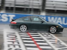 Crossing the finish line at Milwaukee Mile.