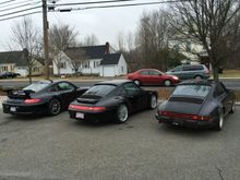 The line-up.  Three generations of 911's