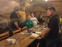 Chris(in the black hat) Randy Kara(in the green shirt), Roger (in the white shirt) talking to Richard(gold shirt) and Brad(black shirt).
Zane in the background