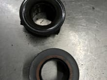 Worn throwout bearing