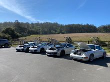 the white 964 drove up to SF from LA to do the tour d'mooty ride. the silver not so good 991.2GT3RS drove from VA all the way to CA to ride, no I am not making this sh*t up. the 991 came from Vancouver to ride. 