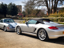 My Porsche Spyder parked up with my 1966 911 SWB.