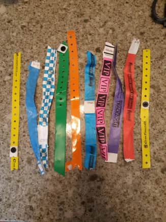 I went to 10 track events and all I got was these wrist bands:)