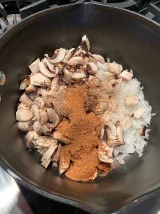 stir fried onion mushroom in soy sauce
and sugar 