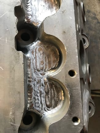 Cylinder heads extensively welded.