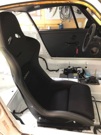 Sneak preview of seat in the car (it will sit an inch lower, and it’s still a good fit as is) 
