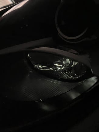 This is what it looks like inside the headlight housing when the LED is on when the car is off. It’s very very faint.