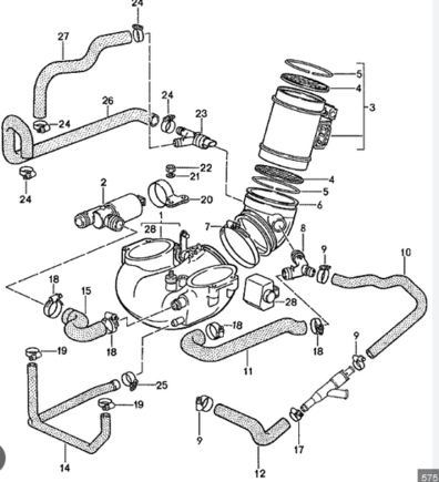 Which hose is the injection hose to the throttle body? 