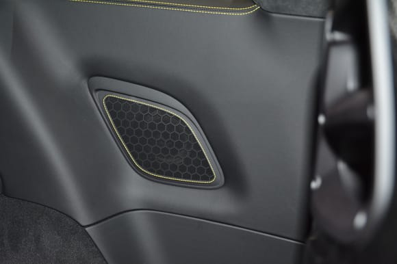 Speakers in leather, with stitching