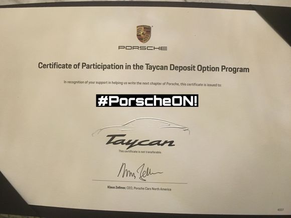 Taycan Certificate PCNA