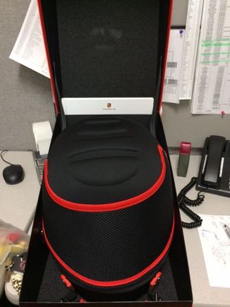 So I received a photo from my Chicago office-a Porshe package came.  My manager said"looks like a Helmut"!  I google "Porsche Helmut GT3 RS-and this blog came up!
My PTS Black/BlackSilver GT3 RS "is on Das Boat"...so I hope they give the Helmut too!!😜