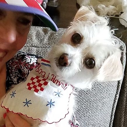 Deucee and me cheering for Croatia today. Idemo Dalje Hrvatska!!!