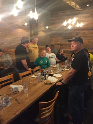 Chris(in the black hat) Randy Kara(in the green shirt), Roger (in the white shirt) talking to Richard(gold shirt) and Brad(black shirt).
Zane in the background