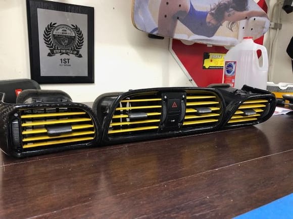 Another thing I forgot to mention... the car came with this 3rd party carbon fiber HVAC vents with painted yellow slats.  Though extremely expensive... the look was not for me.  I swapped them out with some standard grey vents with black slats from a GT3.  FS if anyone wants em...