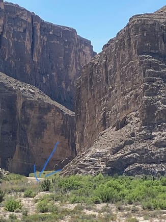 Big Bend NP.  The arrow points to the Rio Grand going through Santa Elena Canyon