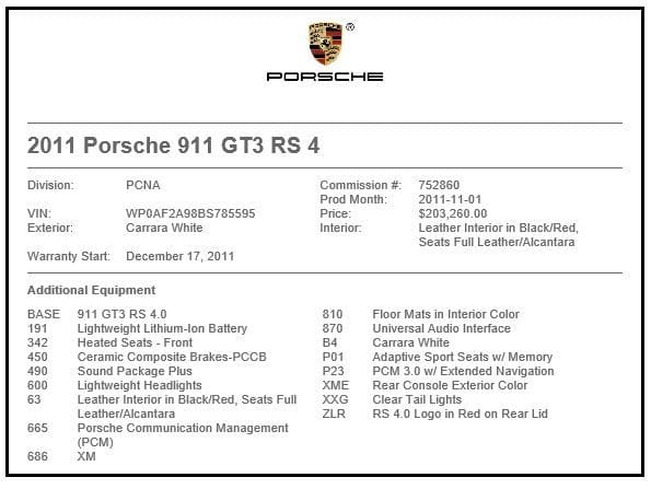 2011 Porsche GT3 - 2011 GT3RS 4.0 - Used - VIN WP0AF2A98BS785595 - 4,290 Miles - 6 cyl - 2WD - Manual - Coupe - White - Houston, TX 77090, United States