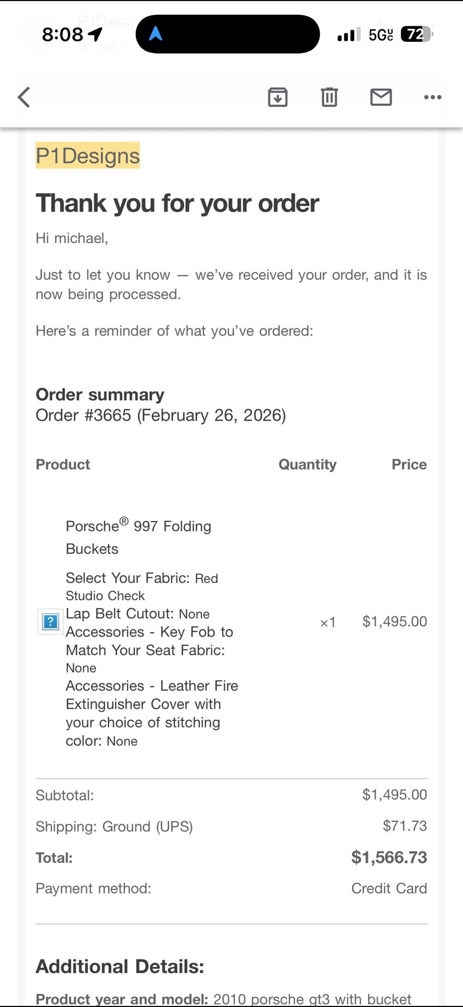 Accessories - P1 Designs Inserts for 997 bucket seats Brand NEW - New - 0  All Models - Fremont, CA 94539, United States