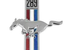 1967-68 Mustang 289 V8 front fender badge.