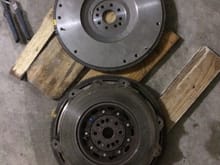 GT flywheel top versus stock V6 flywheel bottom