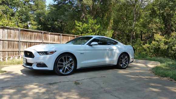 Oxford white, leathel performance x pipe and roush axle back.