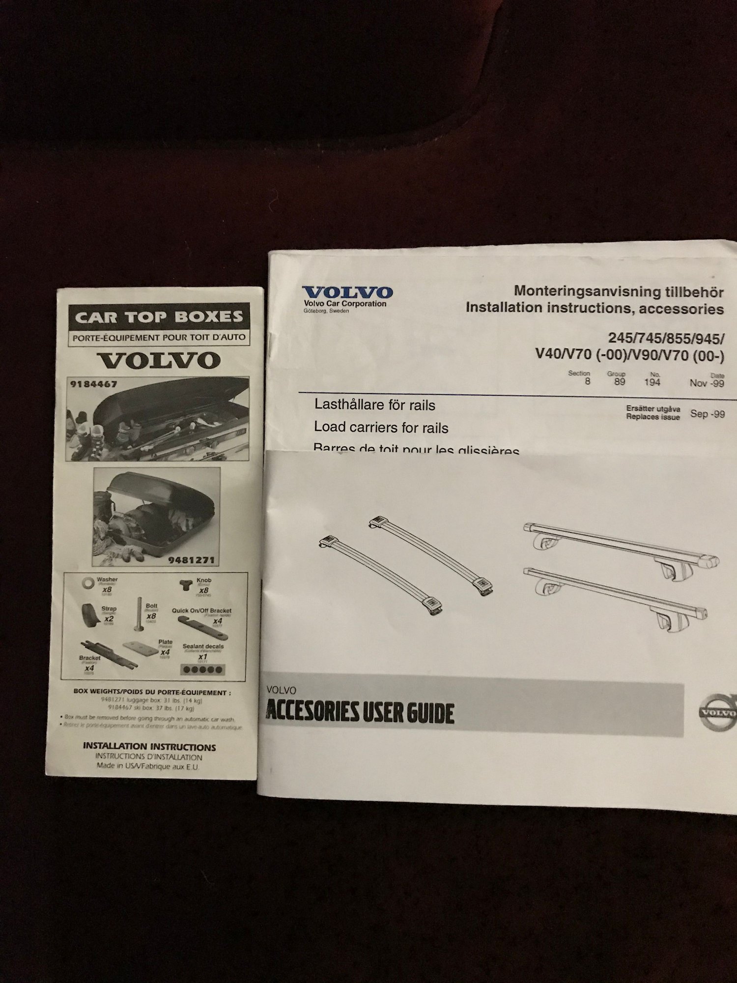 Accessories - Volvo Roof Box on Volvo Load Carrier.  Like new old stock. - Used - 2001 to 2004 Volvo V70 - Gettysburg, PA 17325, United States