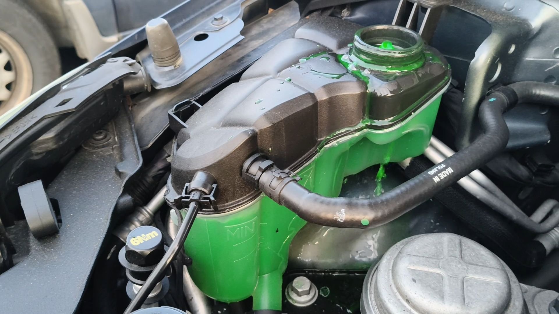 Coolant overflowing