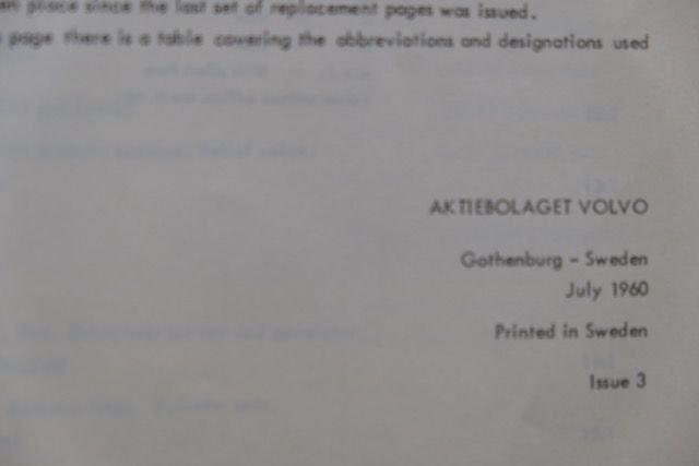 Accessories - Factory Original 1960 Volvo Parts Manual (PV B44 and early 120 series) - Used - 0  All Models - Harrisburg, PA 17111, United States