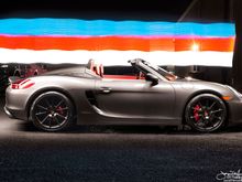 2016 Porsche Boxster Spyder in Agate Gray with an extended fuel tank, Bose, and Bi-xenons.