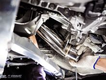 Fi Team fitting Fi Exhaust DownPipe.