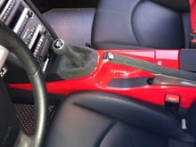 Red console, red belts, console lid with crest, gt3 shift knob, gt3 e-brake, red dash strips installed.