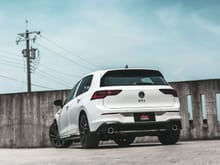 VW Golf GTI MK8 (OPF Vehicle). Photoshoot was taken with the OEM exhaust system installed before Fi EXHAUST was equipped.
