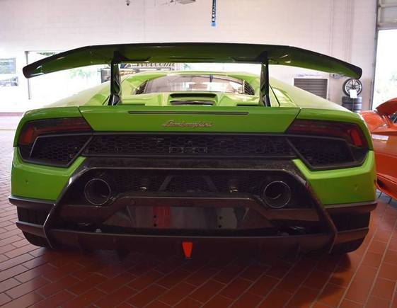 Back shot of this Lamborghini Huracan Performante in Sterling, Virginia.
