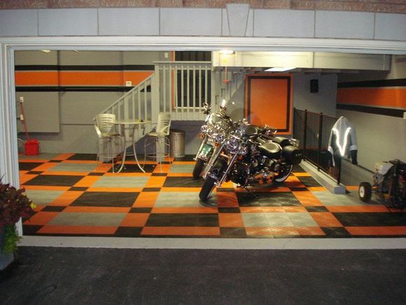 Harley-Davidson Garage floor by RaceDeck. this is a customers Hog Heaven