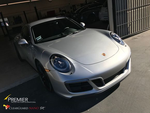 The Full Front End protected with ClearGuard Nano SR with our Signature Custom installation.  The full car is then coated with Modesta BC04 for added protection against the elements.