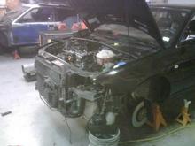this is the beginning of my tranny pull and my upgrades that i have start