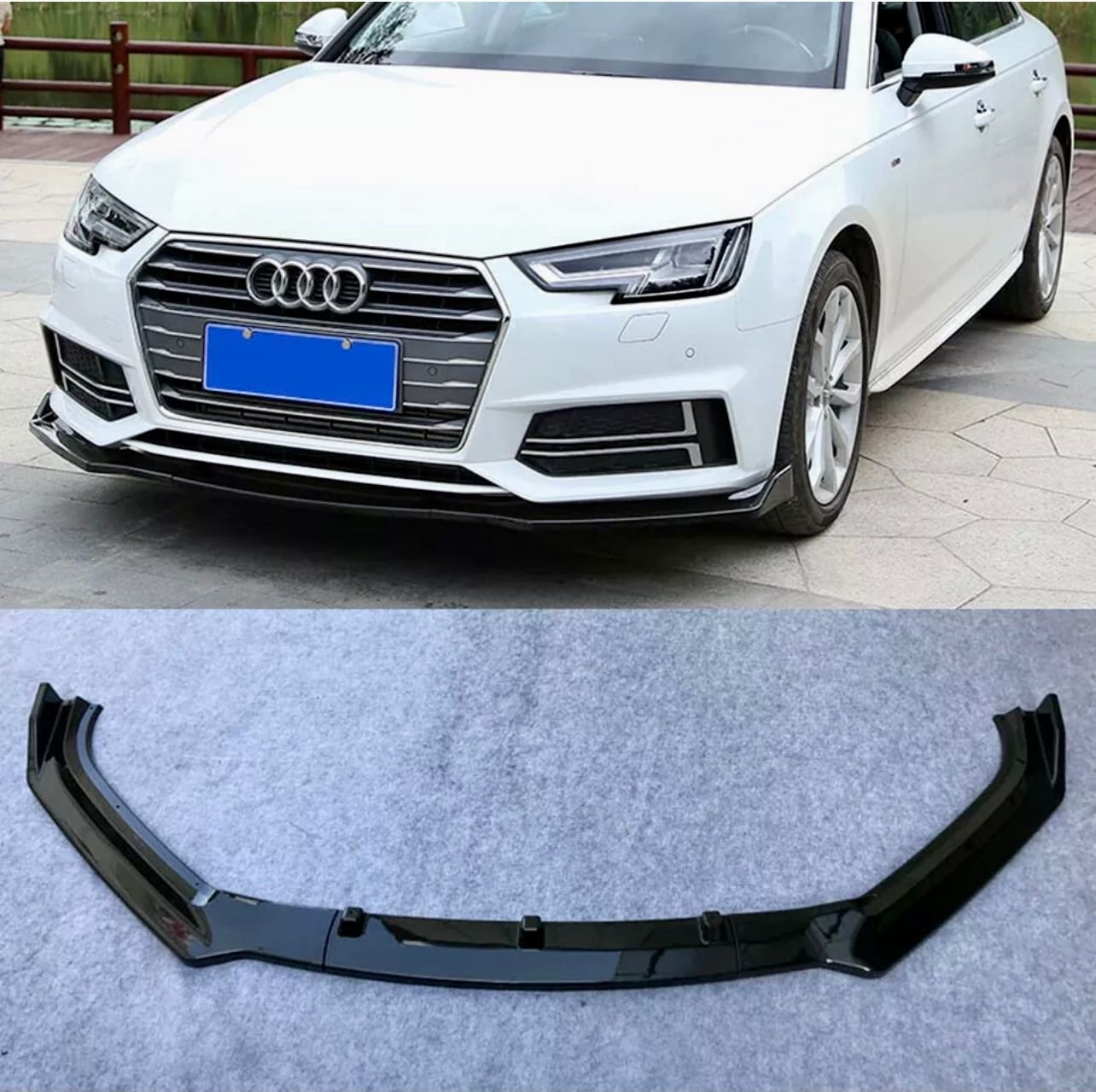 Gloss Black Front Bumper Spoiler Lip For Audi A4 B9 Sedan 4-Door 17-18 ...