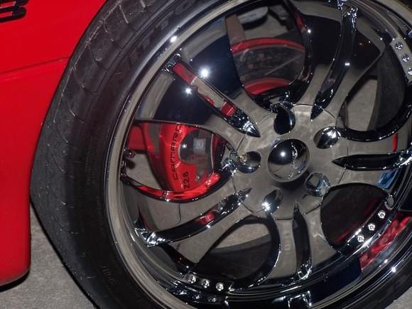 The rims and a peek at the dressed up caliper.