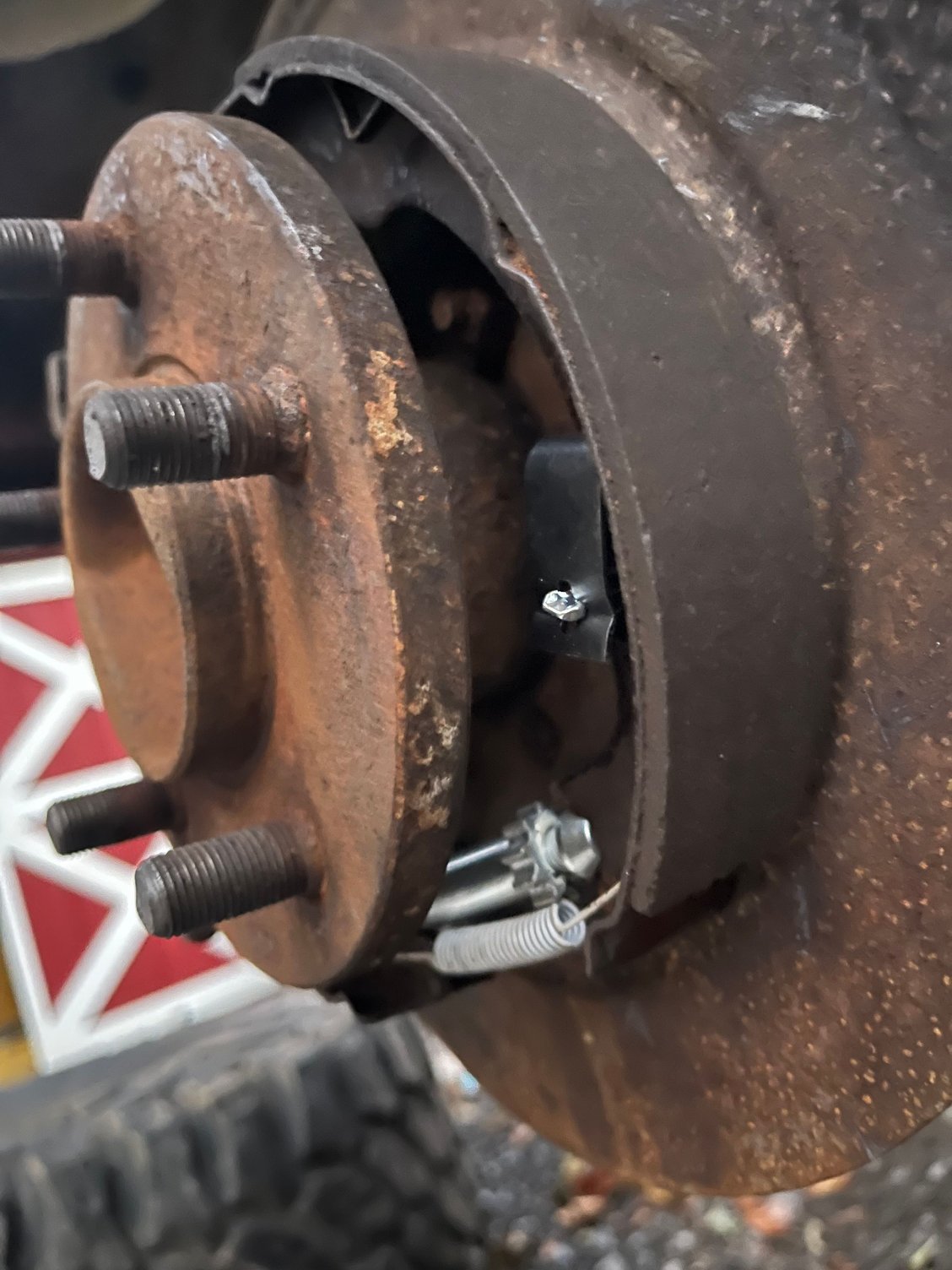 Passenger's side brake after I installed the new hardware kit.