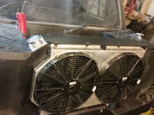 Griffin dual core aluminum rear radiator, dual spal 12" fans