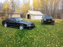 the jeep beside my other project, my 351w swapped 91gt