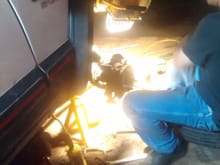 My friend joe changing a u joint in the axle