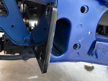 A different angle of front bumper brackets installed 