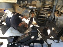 Lining up the new axle. Buggest bitch in the world. I hope i never have to do that again. And so does he!!