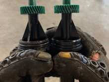 Comparing wear on my speedometer gear teeth (right) due to being improperly indexed. 