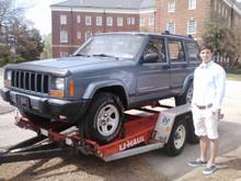 Easter Sunday when I got my jeep - still on the trailer and still in church clothes haha