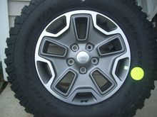 Yikes! I got a great deal on these. They are brand new 32" tires and 17" rims. I have 3" of lift, so I have to trim just a little. FYI...these wheels are sexier in real life lol.