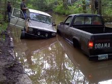 stuck in water for 3 hours and one flat tire/ and broken tow strap sent D ring through back window