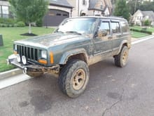 My Jeep XJ at a friends house after a trip offroading.