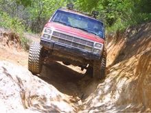 Near the top of Clyde's Ravine,  droppin' in.